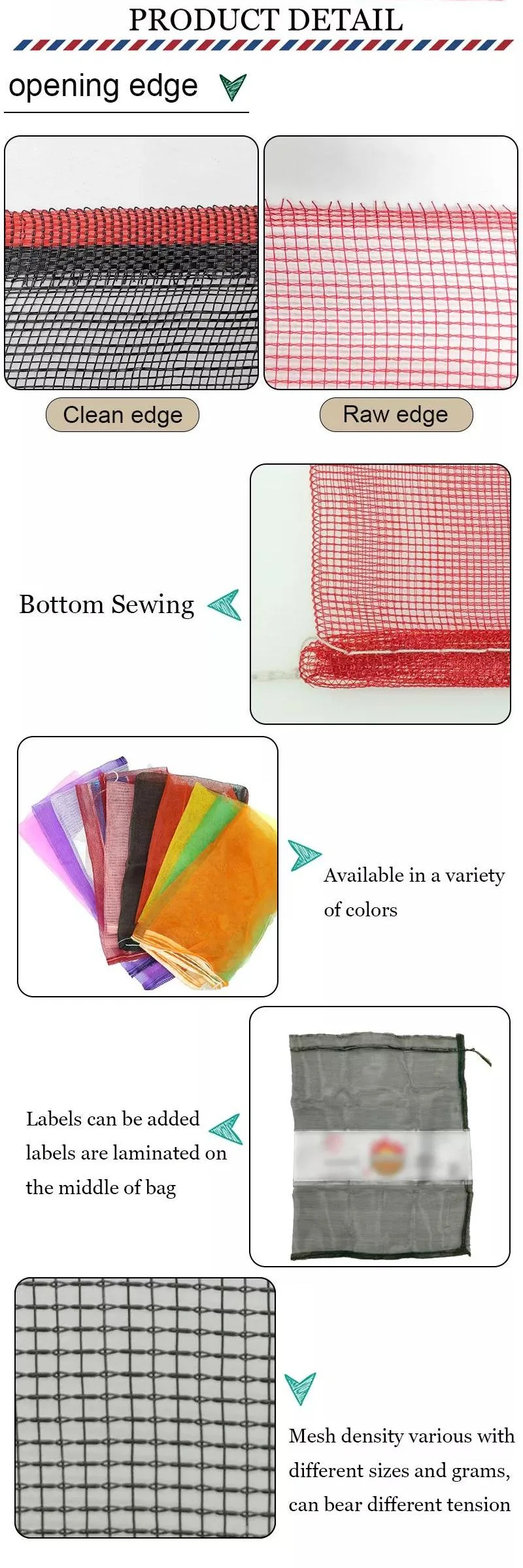 Knitted Tubular Net for Vegetable and Fruit Packing PE Net Tubular Net Mesh Bag