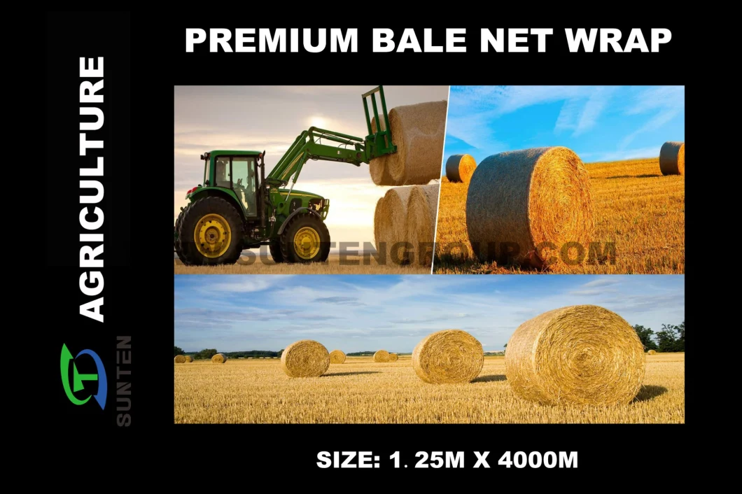 EU Standard PE/Polyethylene/PP/Plastic/Agricultural White Packing Round Silage/Grass Hay Bale/Bales Net Wrap